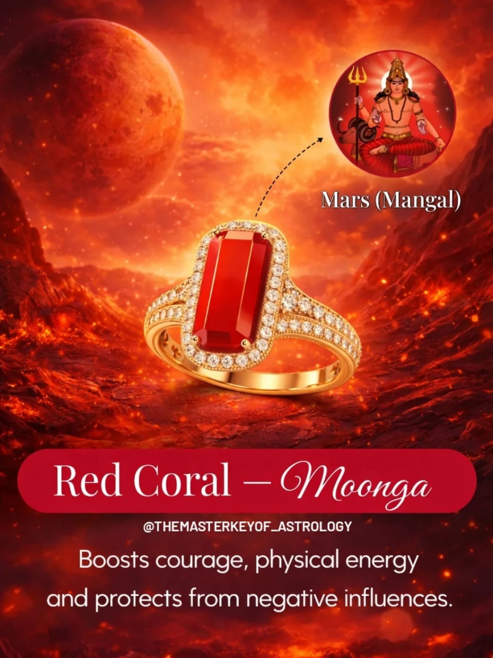 Red Coral (मूंगा) ring